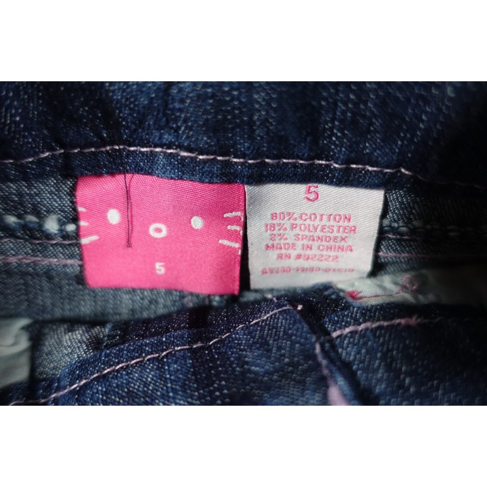 Hello Kitty Jeans Shorts Girls 5 Cotton Polyester Spandex Ajustable Waistband - Picture 2 of 5